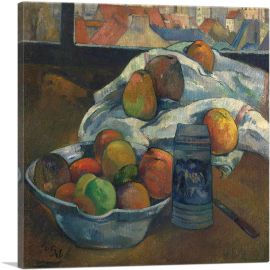 Bowl of Fruit and Tankard before a Window 1890-1-Panel-36x36x1.5 Thick