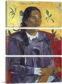 Woman With a Flower - Vahine no te Tiare 1891-3-Panels-60x40x1.5 Thick