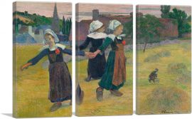 Breton Girls Dancing - Pont-Aven 1888-3-Panels-90x60x1.5 Thick