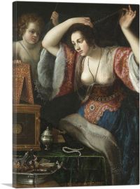 Lady Before a Mirror Possibly Venus At Her Toilet-1-Panel-12x8x.75 Thick
