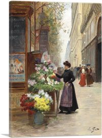 Florist On a Paris Boulevard-1-Panel-40x26x1.5 Thick