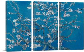 Branches with Almond Blossom - Blue Rectangle 1890-3-Panels-90x60x1.5 Thick