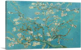 Branches with Almond Blossom - Teal Rectangle 1890-1-Panel-40x26x1.5 Thick