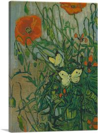 Butterflies and Poppies 1889-1-Panel-60x40x1.5 Thick
