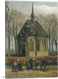 Congregation Leaving the Reformed Church of Nuenen 1885-1-Panel-40x26x1.5 Thick