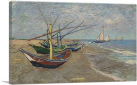 Fishing Boats on the Beach at Saintes-Maries 1888-1-Panel-18x12x1.5 Thick