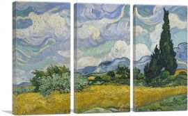 A Wheatfield with Cypresses  1889-3-Panels-60x40x1.5 Thick