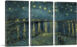 Starry Night Over the Rhone 1888-3-Panels-60x40x1.5 Thick