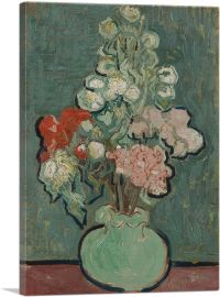 Still Life Vase With Rose-Mallows 1890-1-Panel-12x8x.75 Thick