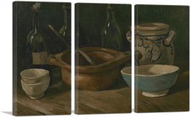 Still Life with Earthenware and Bottles 1885-3-Panels-90x60x1.5 Thick