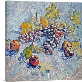 Still Life with Grapes, Apples, Lemons and Pear 1887-1-Panel-18x18x1.5 Thick