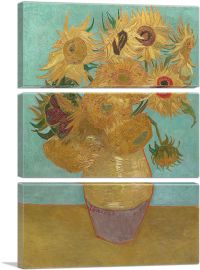 Sunflowers - Blue Background 1889-3-Panels-90x60x1.5 Thick