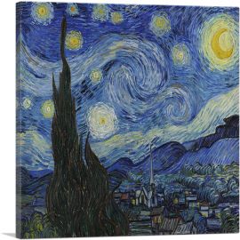 The Starry Night - Square 1889-1-Panel-18x18x1.5 Thick