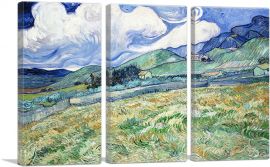 Wheat Field Behind Saint-Paul 1889-3-Panels-60x40x1.5 Thick