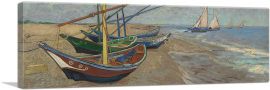 Fishing Boats on the Beach Panoramic-1-Panel-36x12x1.5 Thick