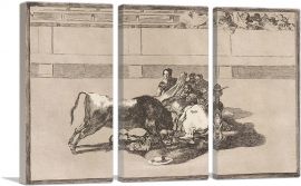A Picador Is Unhorsed and Falls under the Bull 1816-3-Panels-60x40x1.5 Thick