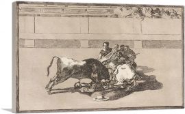 A Picador Is Unhorsed and Falls under the Bull 1816-1-Panel-18x12x1.5 Thick