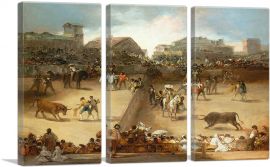 Bullfight in a Divided Ring-3-Panels-90x60x1.5 Thick