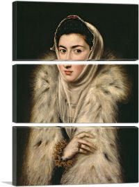 Lady in a Fur Wrap-3-Panels-90x60x1.5 Thick