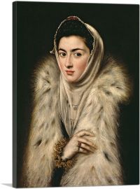Lady in a Fur Wrap-1-Panel-18x12x1.5 Thick