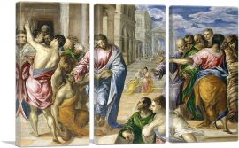 The Miracle of Christ Healing the Blind-3-Panels-90x60x1.5 Thick