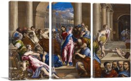 Christ Cleansing the Temple 1570-3-Panels-90x60x1.5 Thick