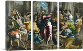 Christ Driving the Traders from the Temple 1600-3-Panels-90x60x1.5 Thick