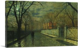 Figures in a Moonlit Lane After Rain-1-Panel-26x18x1.5 Thick