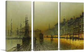 Greenock Harbour at Night 1893-3-Panels-60x40x1.5 Thick