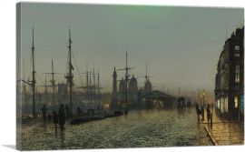 Hull Docks at Night 1880-1-Panel-18x12x1.5 Thick