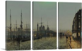 Hull Docks at Night 1880-3-Panels-90x60x1.5 Thick