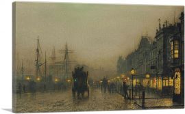 Liverpool Quay by Moonlight  1887-1-Panel-12x8x.75 Thick
