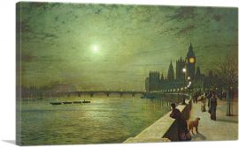 Reflections on the Thames - Westminster 1880-1-Panel-40x26x1.5 Thick