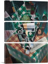 Still Life With Checkered Tablecloth 1915-3-Panels-60x40x1.5 Thick