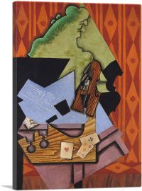 Violin And Playing Cards On a Table 1913-1-Panel-40x26x1.5 Thick