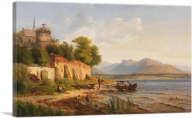 Northern Italian Coastal Landscape Figurenstaffage 1838-1-Panel-26x18x1.5 Thick