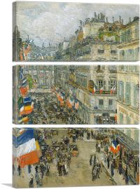 July Fourteenth - Rue Daunou 1910-3-Panels-60x40x1.5 Thick