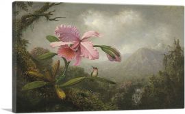 Orchid and Hummingbird near a Waterfall-1-Panel-26x18x1.5 Thick
