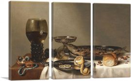 Still Life With a Roemer And Watch-3-Panels-90x60x1.5 Thick