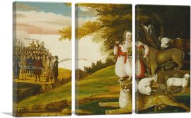 A Peaceable Kingdom with Quakers Bearing Banners 1829-3-Panels-90x60x1.5 Thick