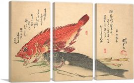 Isaki and Kasago Fish-3-Panels-60x40x1.5 Thick