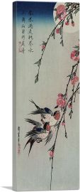 Moon, Swallows and Peach Blossoms-1-Panel-36x12x1.5 Thick