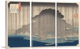 Night Rain at Karasaki 1835-3-Panels-90x60x1.5 Thick