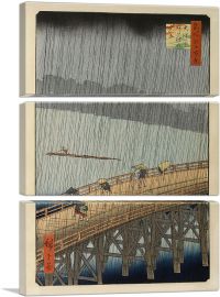 Sudden Shower at Ohashi Bridge 1857-3-Panels-90x60x1.5 Thick