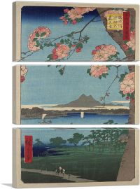 Suijin Shrine and Massaki on Sumida River-3-Panels-60x40x1.5 Thick