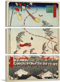 The City Flourishing - Tanabata Festival  1857-3-Panels-60x40x1.5 Thick