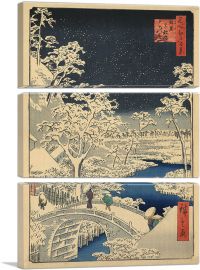 The Drum Bridge and Sunset Hill at Meguro 1857-3-Panels-90x60x1.5 Thick