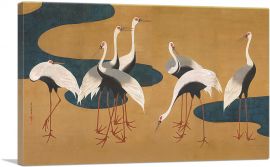 Cranes by Follower of Sakai Hoitsu-1-Panel-40x26x1.5 Thick