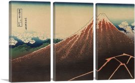 Lightning Below The Summit - Storm below Mount Fuji 1832-3-Panels-90x60x1.5 Thick
