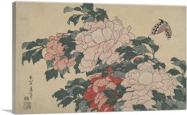 Peonies and Butterfly 1833-1-Panel-40x26x1.5 Thick